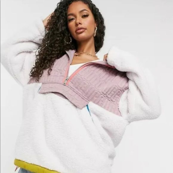 UGG NWT Iggy Sherpa Half-Zip Pullover Pink Salt - Picture 2 of 9